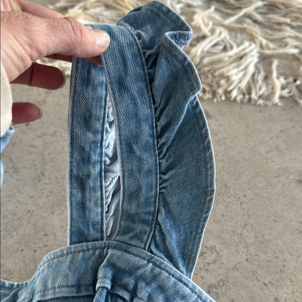 Madewell Denim Ruffle Jumper _size 00 - Picture 5 of 10